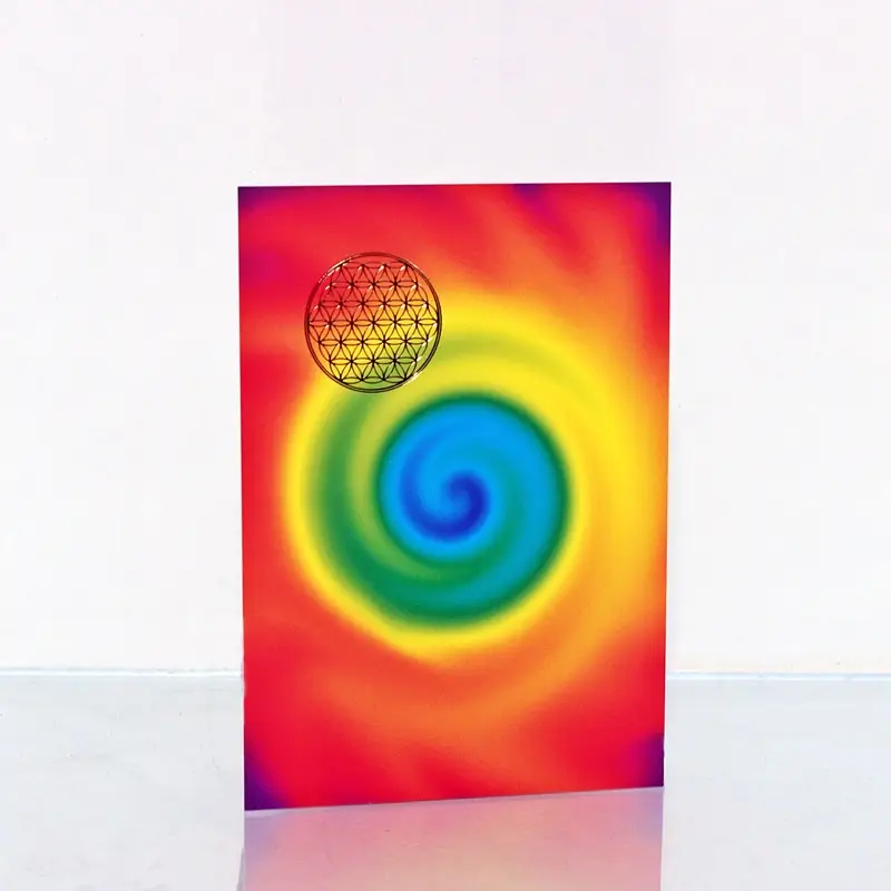 Blume des Lebens Postkarte DIN A6, Regenbogenspirale