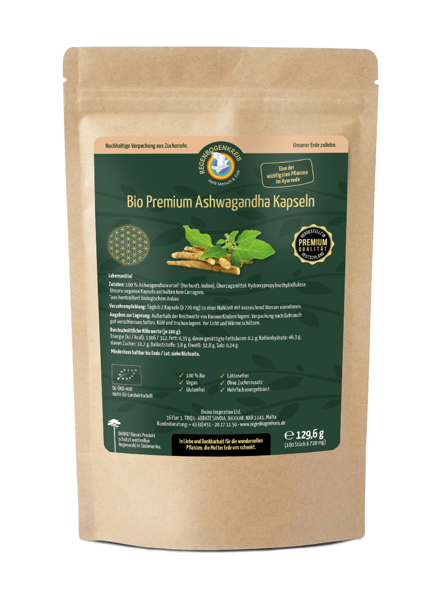 Bio Premium Ashwagandha Kapseln, 180 Kapseln, vegan