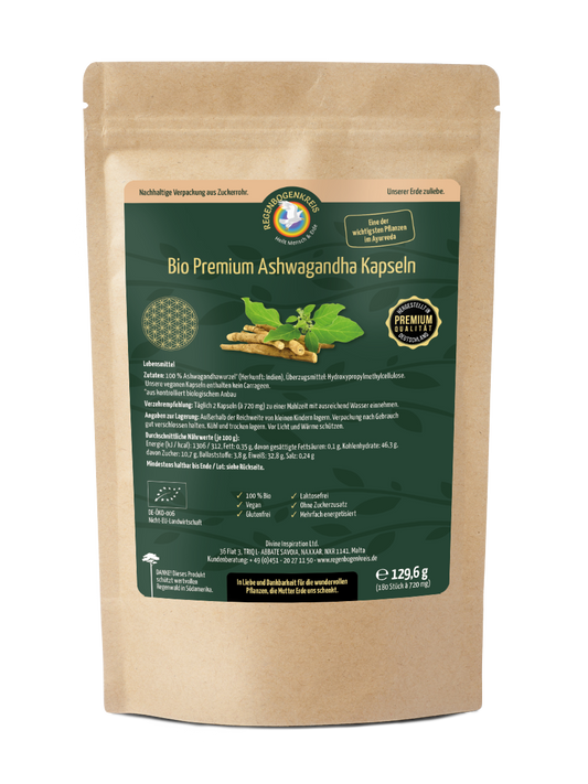 Bio Premium Ashwagandha Kapseln, 180 Kapseln, vegan