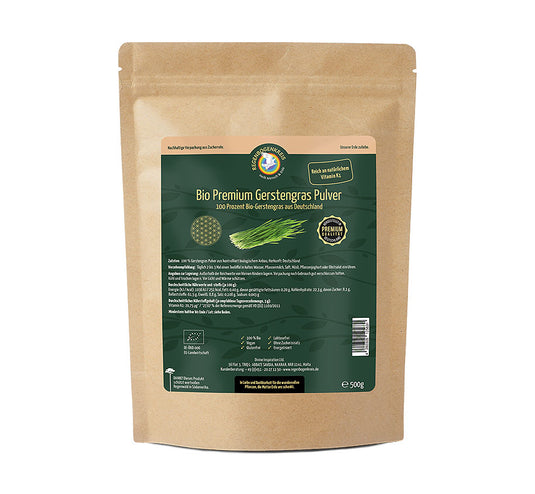 Bio Premium Gerstengras Pulver aus Deutschland, 500 g
