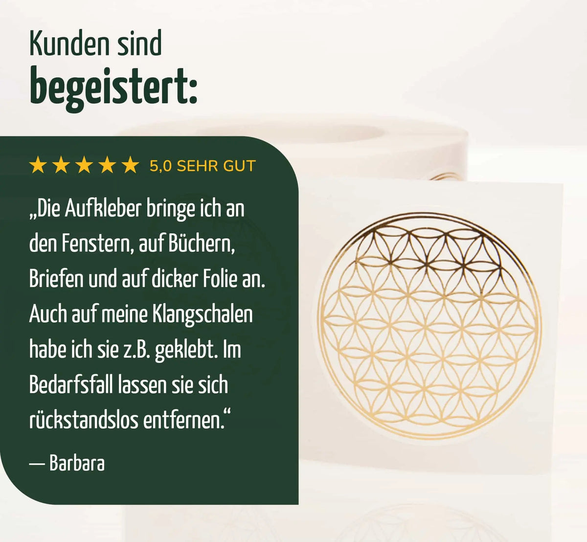 Blume des Lebens, Aufkleber, Goldprägung