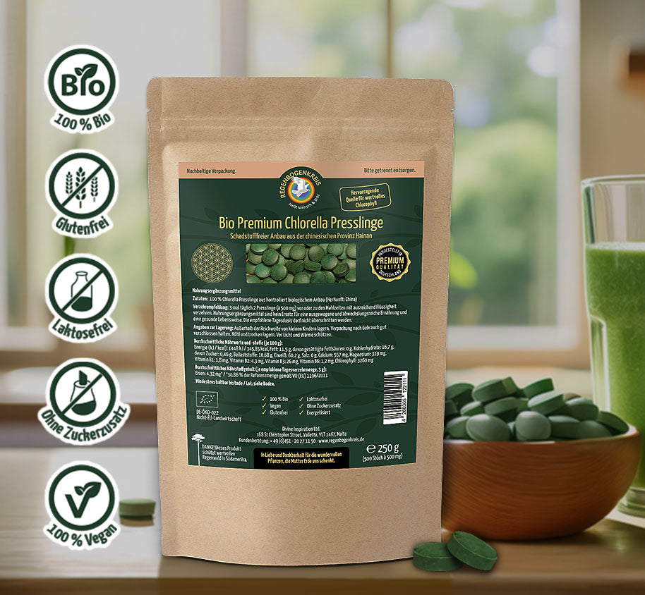 Bio Premium Chlorella Presslinge, 500 Stück, 250 g