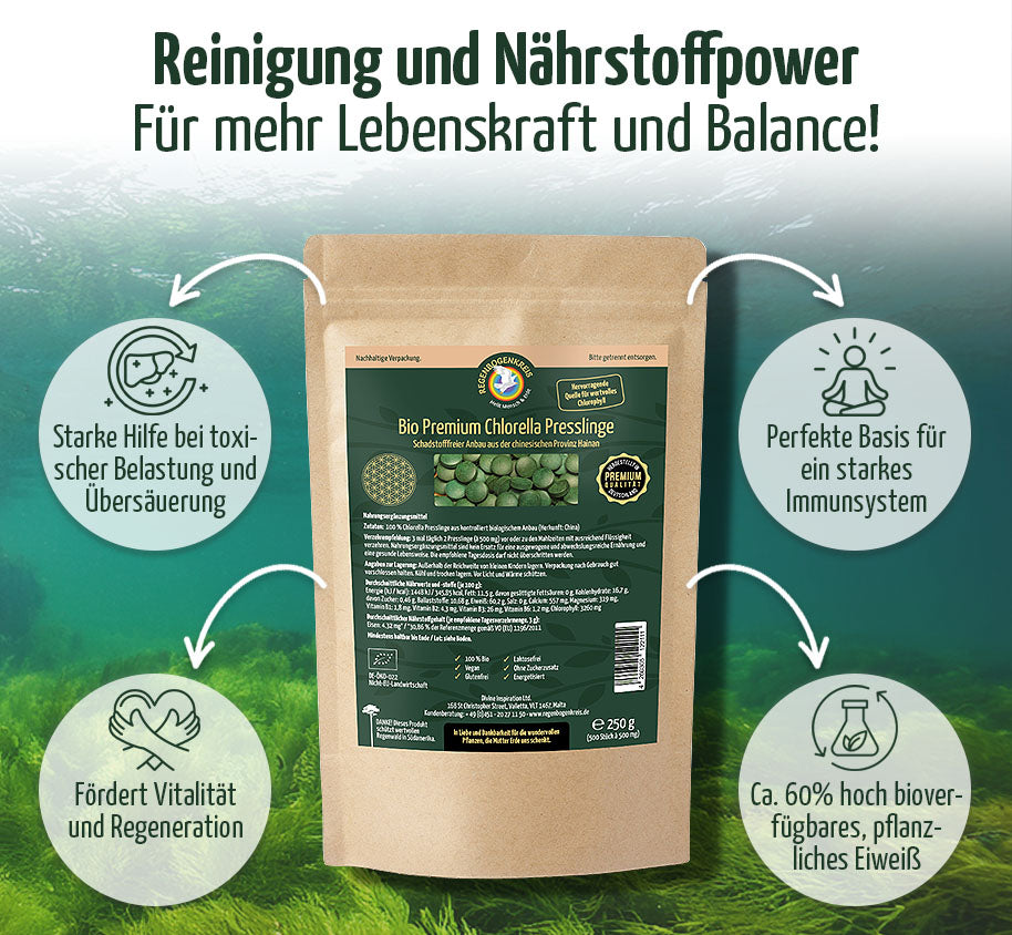 Bio Premium Chlorella Presslinge, 500 Stück, 250 g