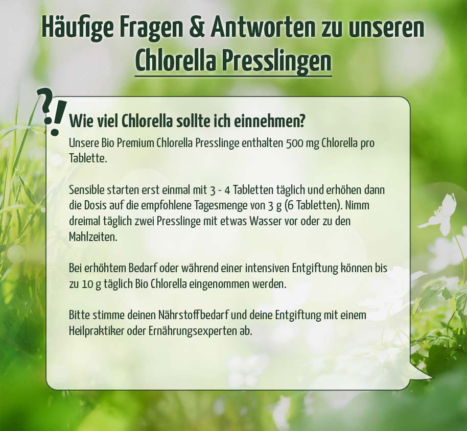 Bio Premium Chlorella Presslinge, 500 Stück, 250 g