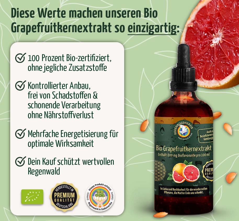 Bio Grapefruitkernextrakt 800 mg, 100 ml, Rohkostqualität (raw)