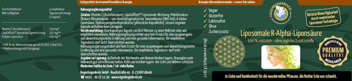 Premium Liposomale R-Alpha-Liponsäure, 30 Kapseln, vegan
