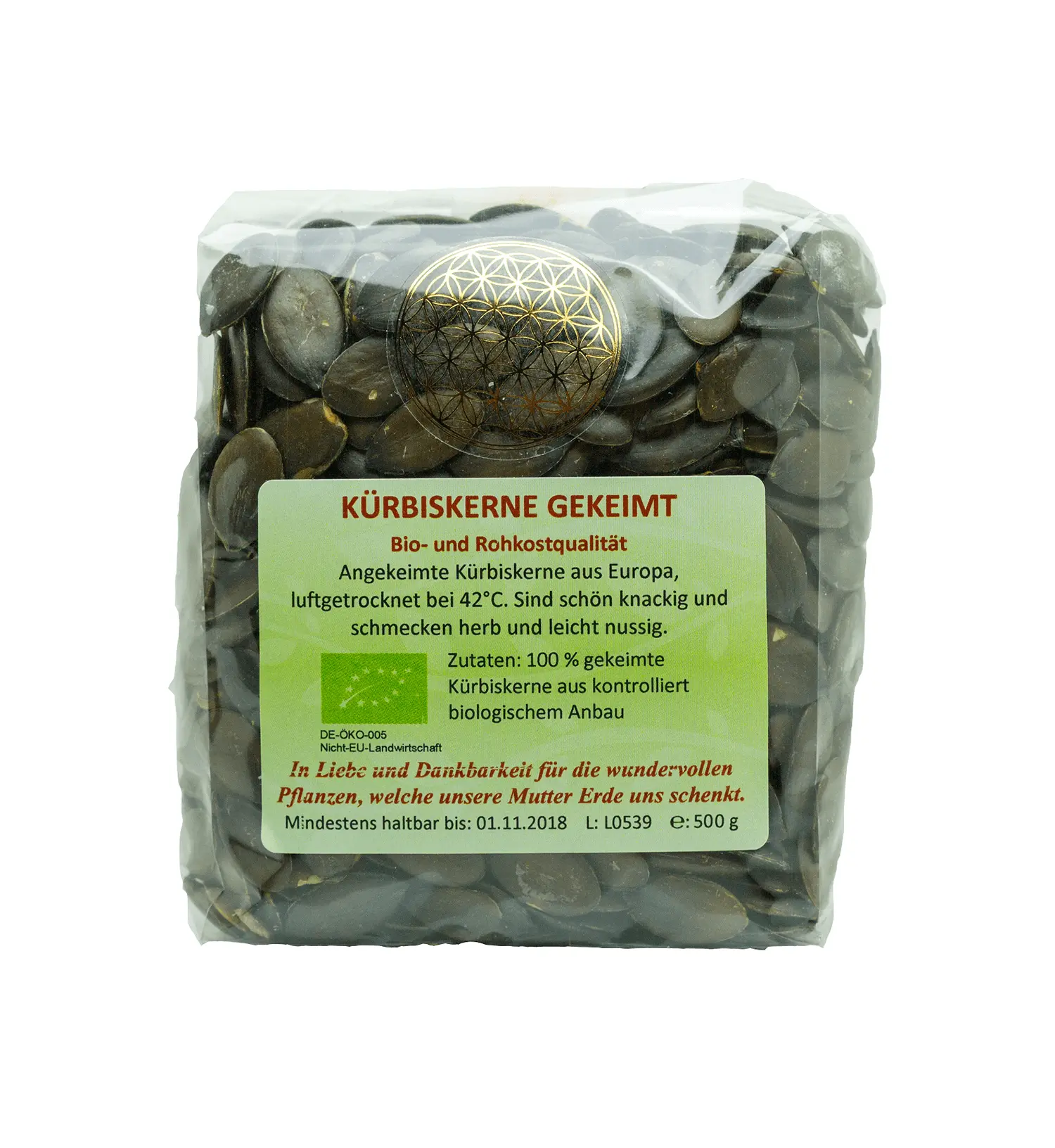 Kürbiskerne gekeimt Bio, Rohkost, 500 g Image