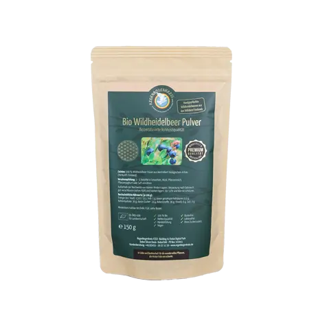 Wildheidelbeer Pulver, Bio, Wildsammlung, Rohkost, 150 g