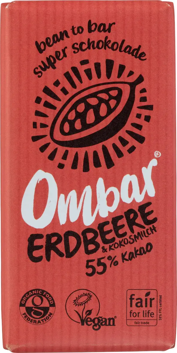 Ombar Strawberries & Cream Bio, Rohkost, Fair, 35 g, 3er-Pack Image