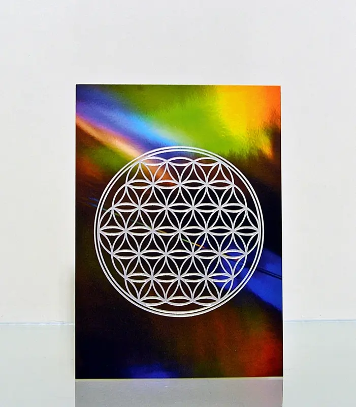Blume des Lebens Postkarte DIN A6, Silberprägung Image