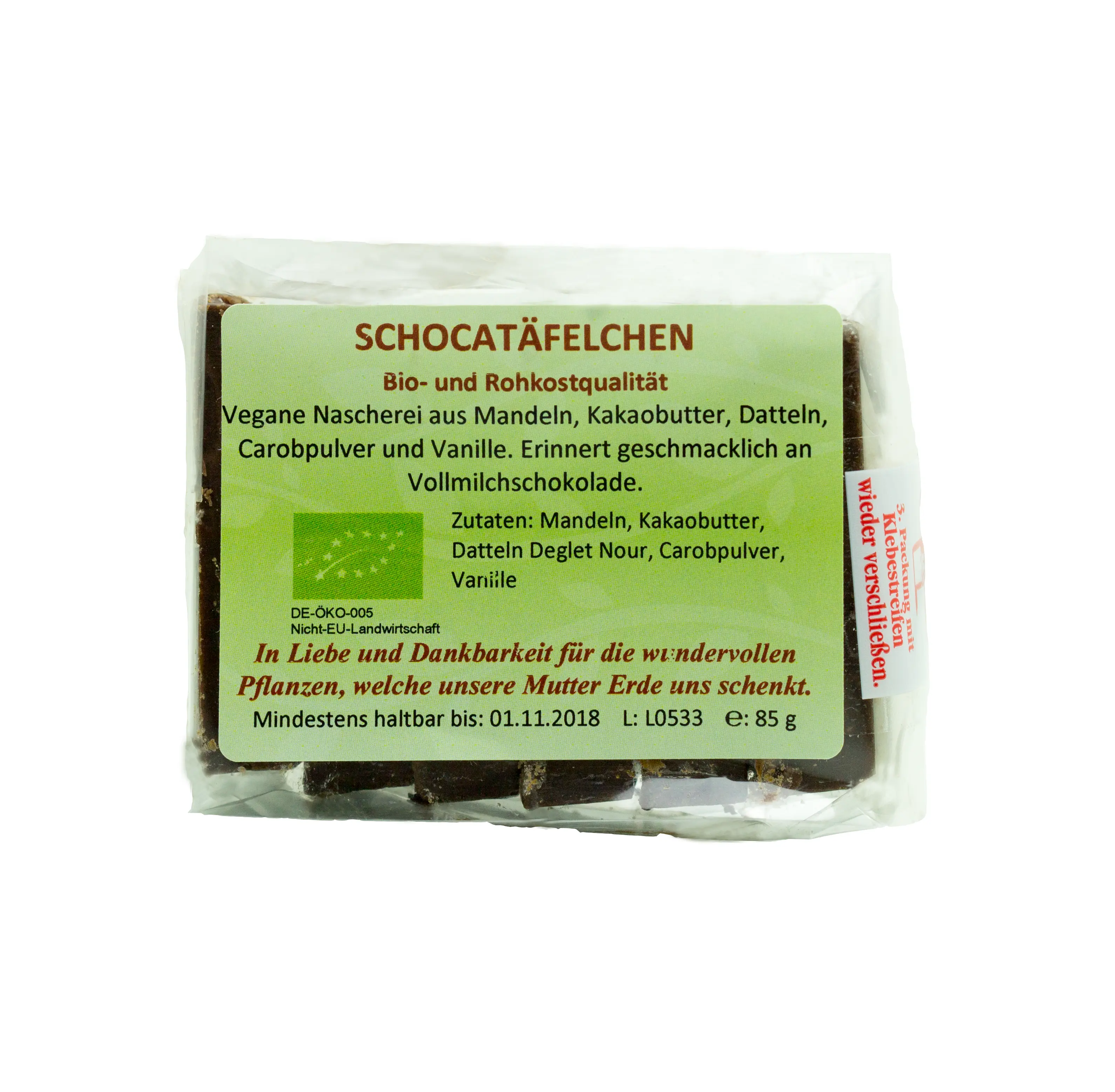 Schocatäfelchen Bio, Rohkost Image