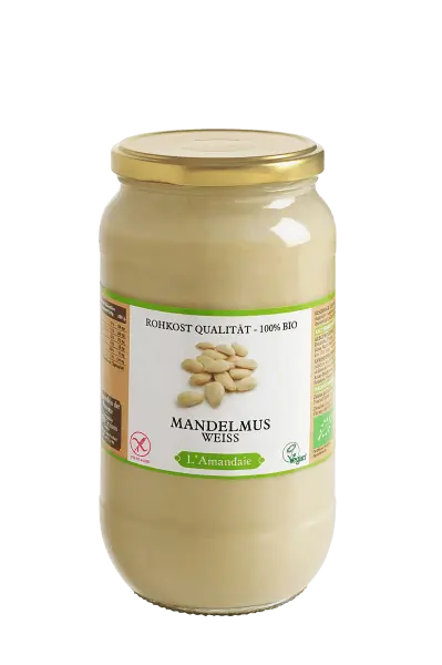 Mandelmus weiß Bio, Raw, 1000 g | Regenbogenkreis