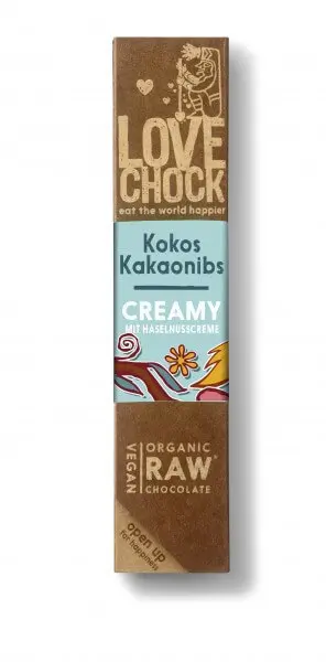 Lovechock Creamy Kokos/Kakaonibs, Bio, Rohkost, Fair, 40 g