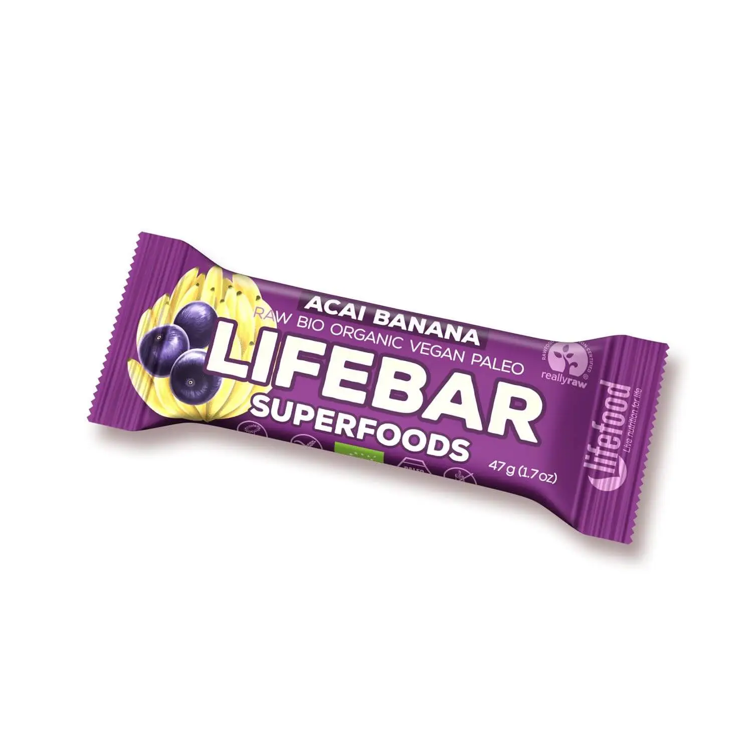Lifebar Plus Acai & Banane Bio, Rohkost, 47 g Image
