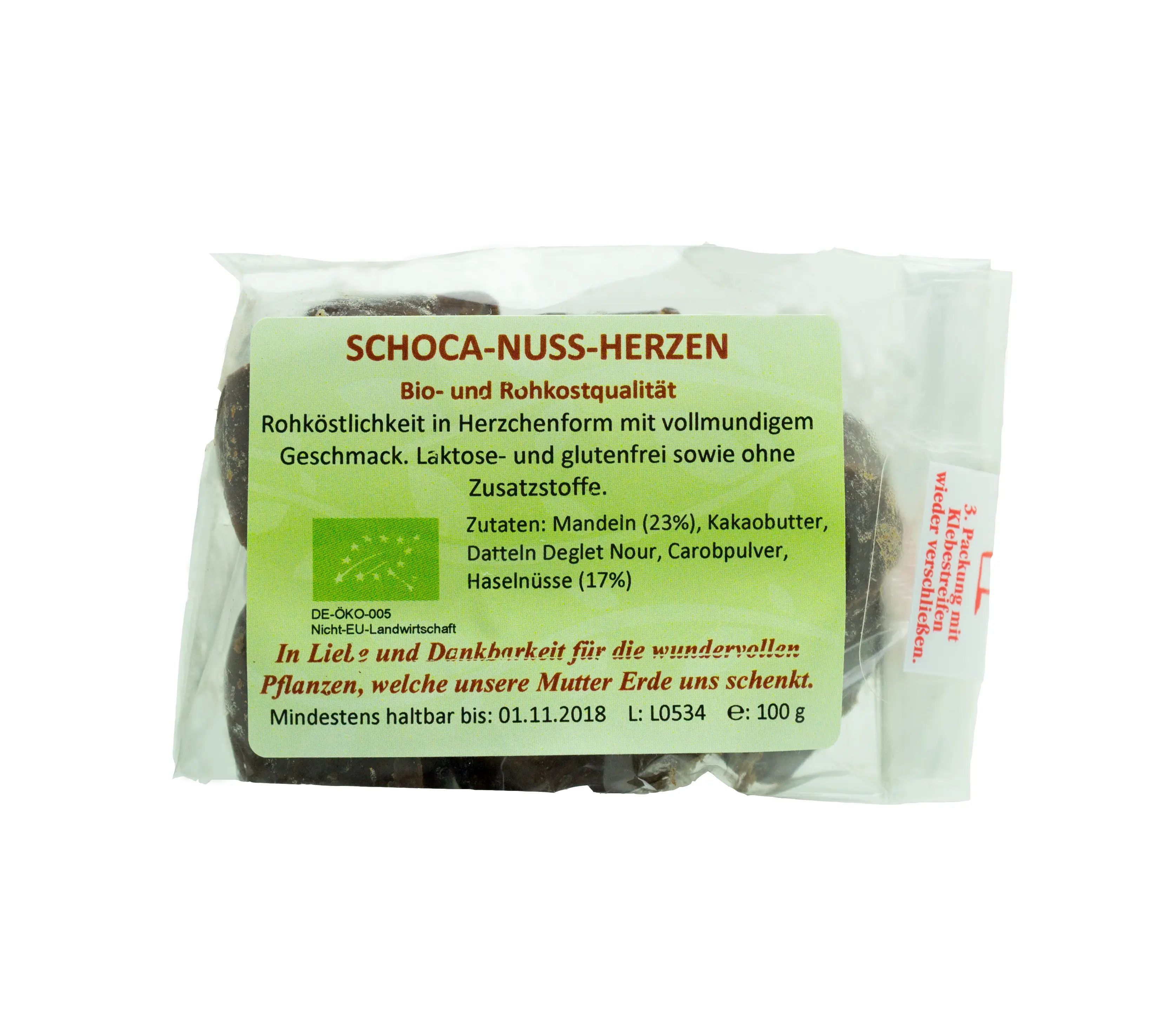 Schoca-Nuss-Herzen Bio, Rohkost Image