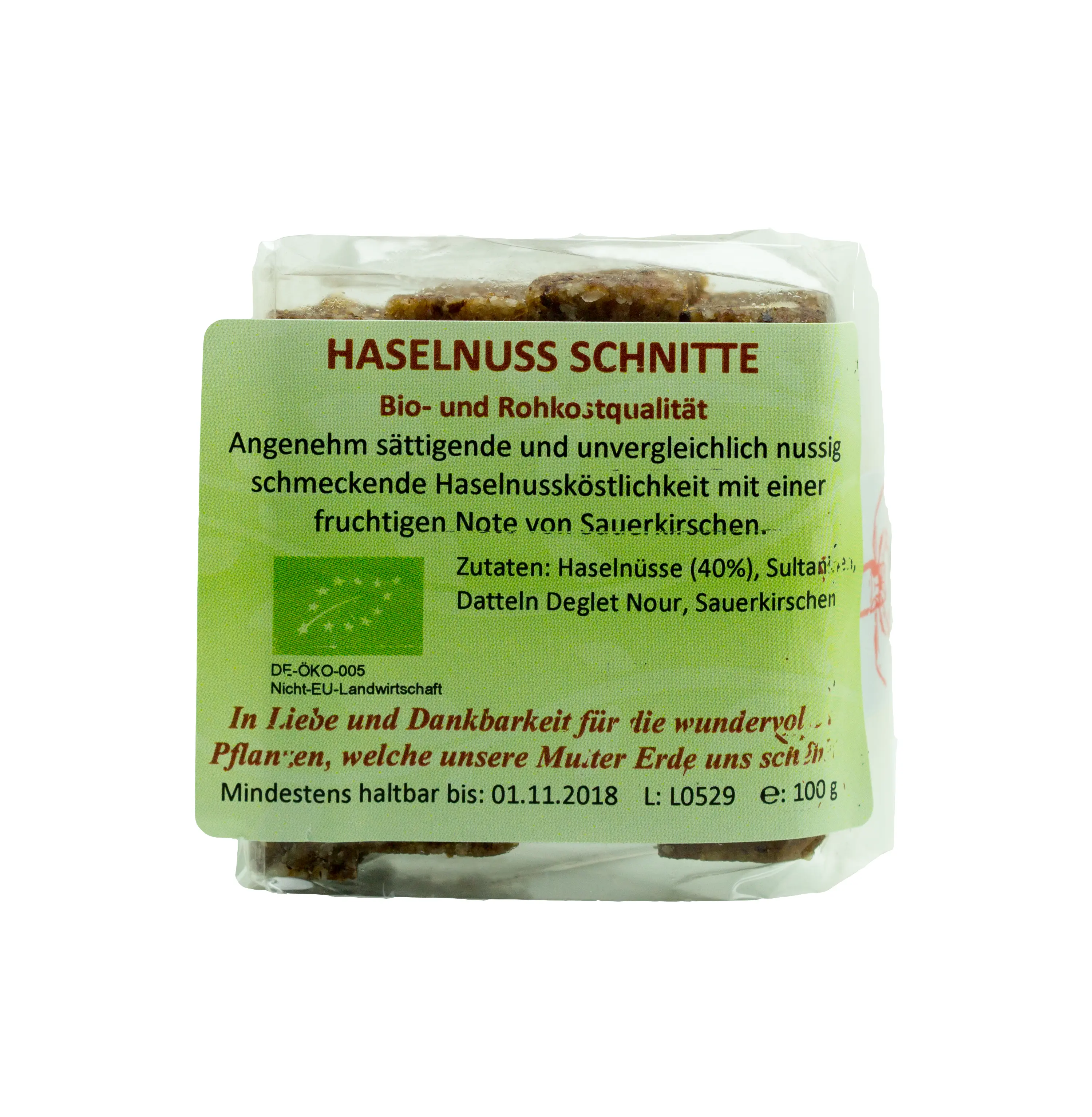Haselnussschnitte Bio, Rohkost Image