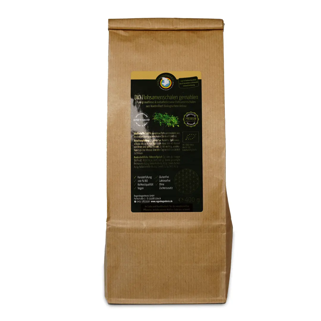 Flohsamenschalen Pulver, Bio, Rohkost, 400 g Image