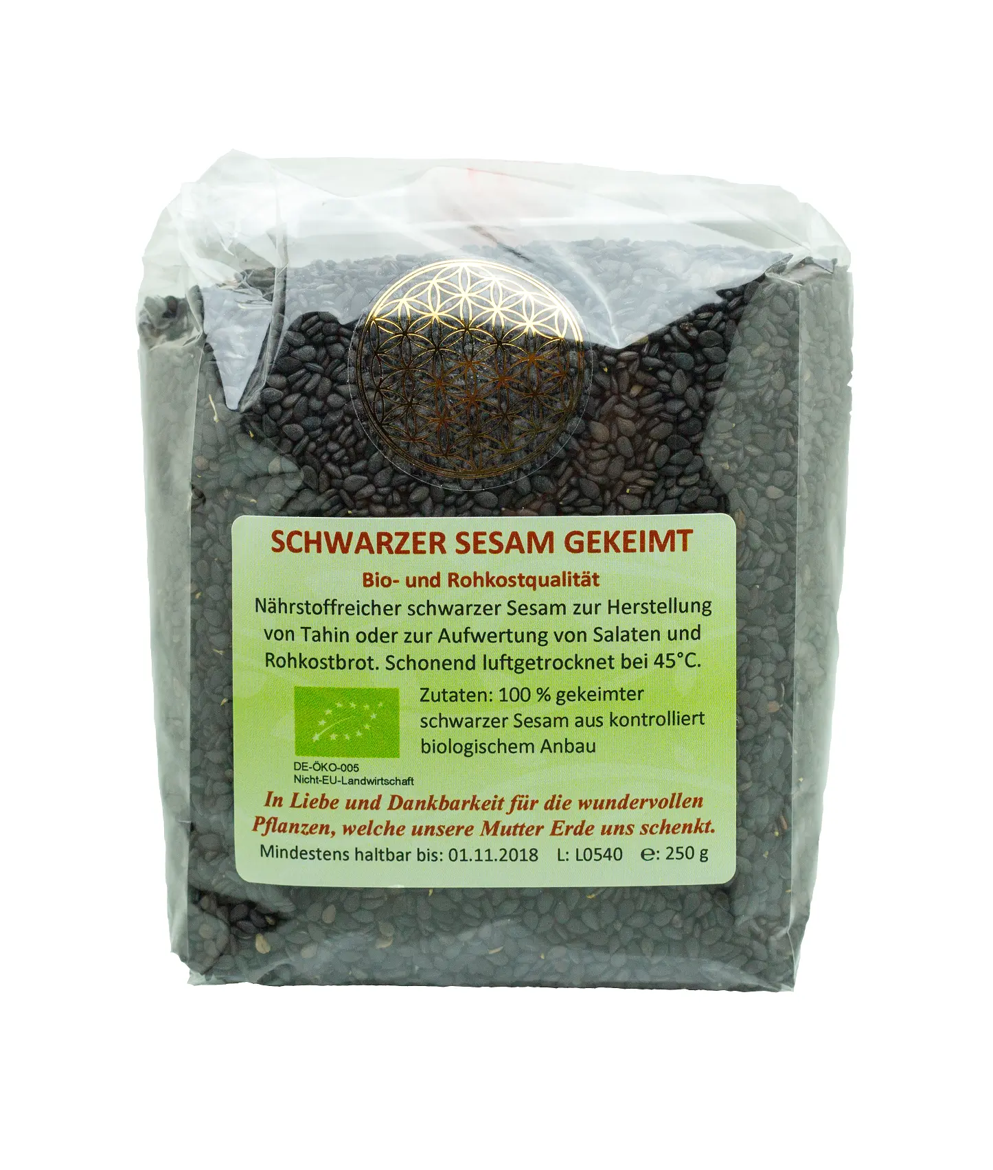 Schwarzer Sesam gekeimt, Bio, Rohkost, 250 g Image