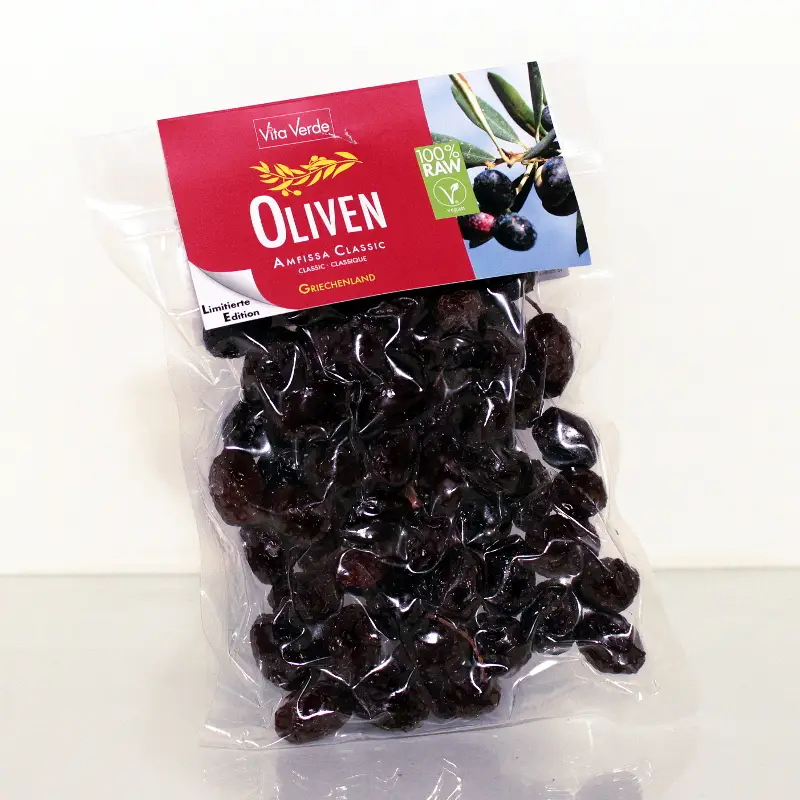 Schwarze Amfissa Bio Oliven, Rohkost, Fair, 180 g Image
